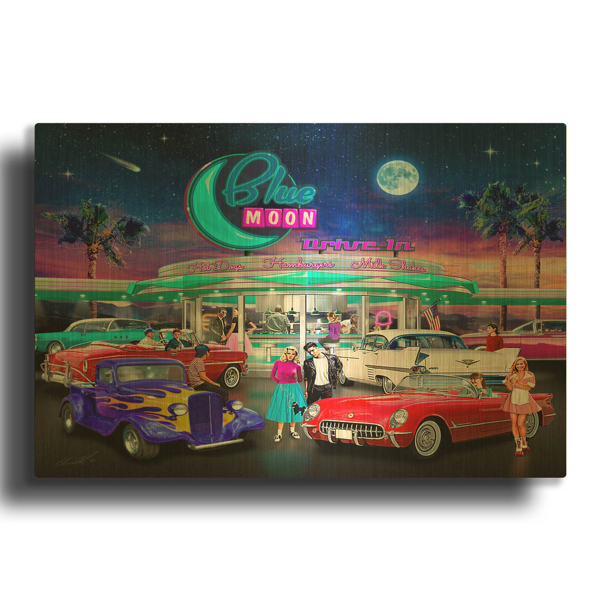 'Drive In' By Chris Dobrowolski Gold Metal Wall Art
