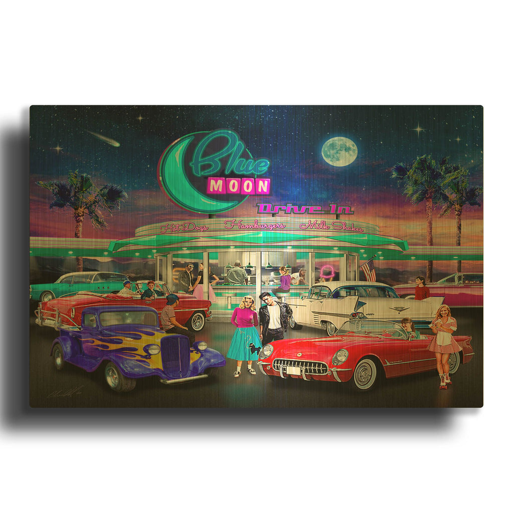 'Drive In' By Chris Dobrowolski Gold Metal Wall Art