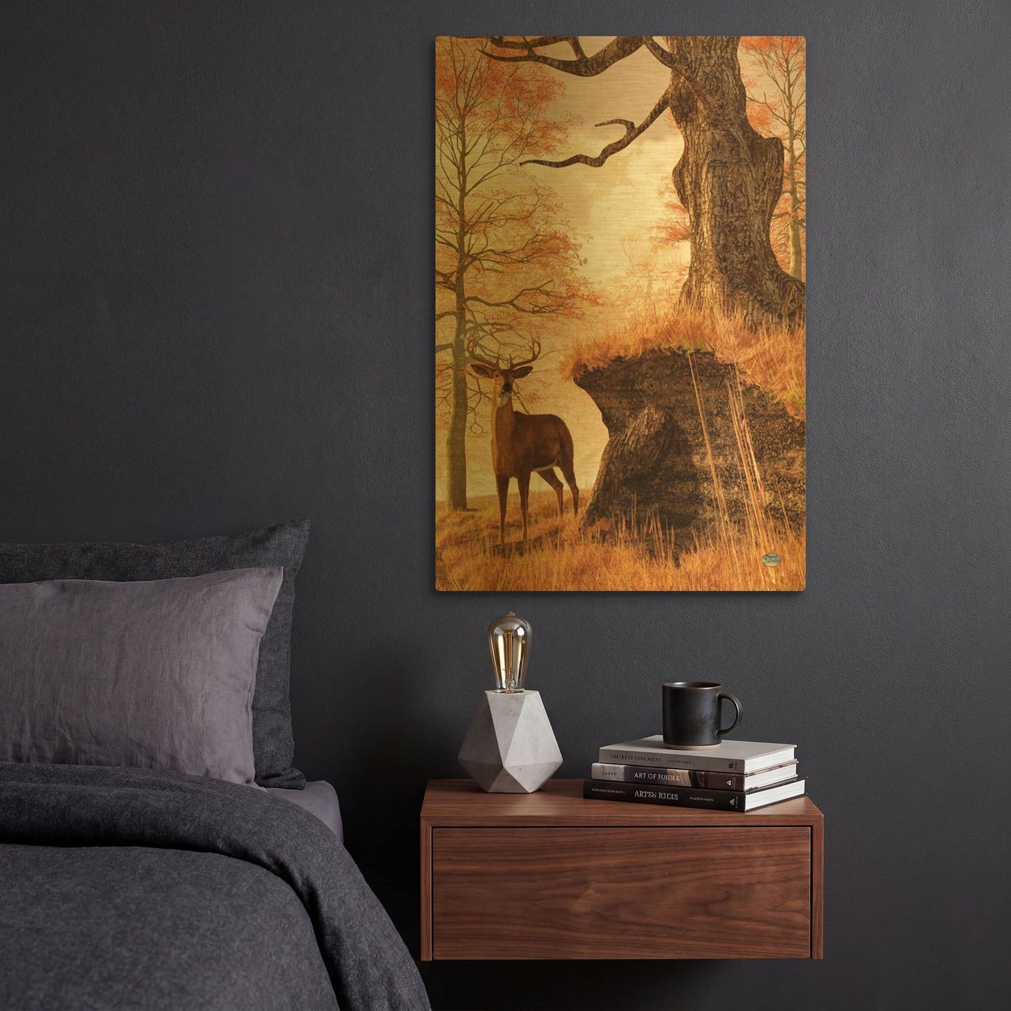 'Autumn Buck' By Daniel Eskridge Gold Metal Wall Art