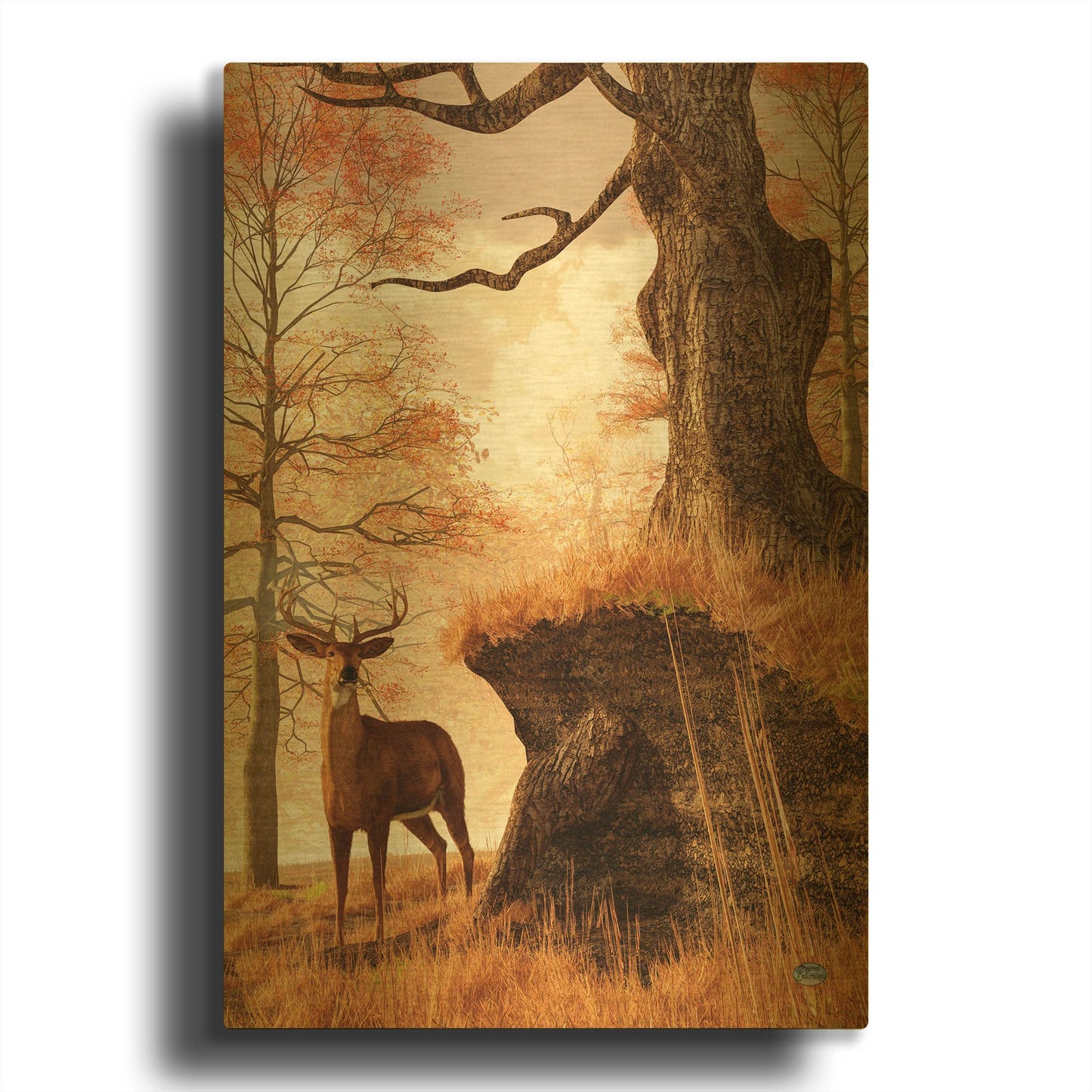 'Autumn Buck' By Daniel Eskridge Gold Metal Wall Art