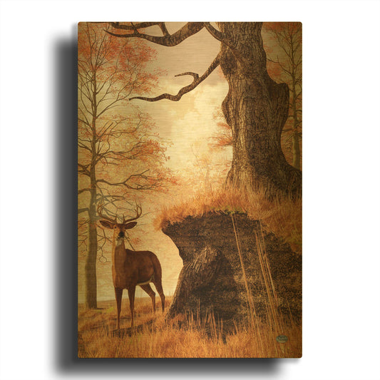 'Autumn Buck' By Daniel Eskridge Gold Metal Wall Art
