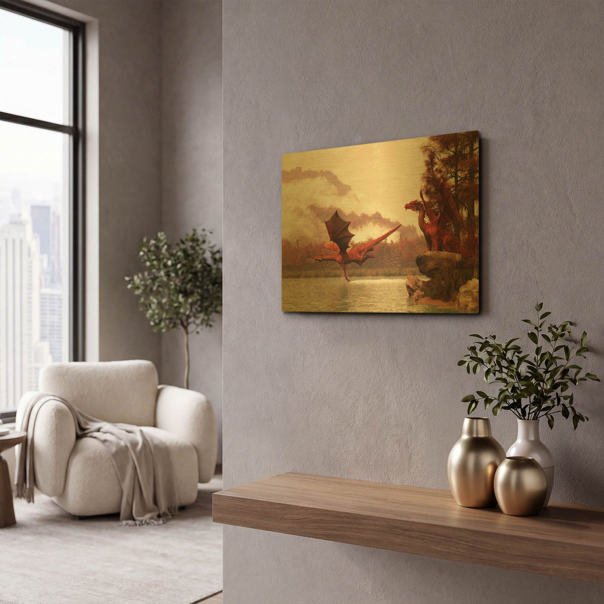'Autumn Dragons' By Daniel Eskridge Gold Metal Wall Art
