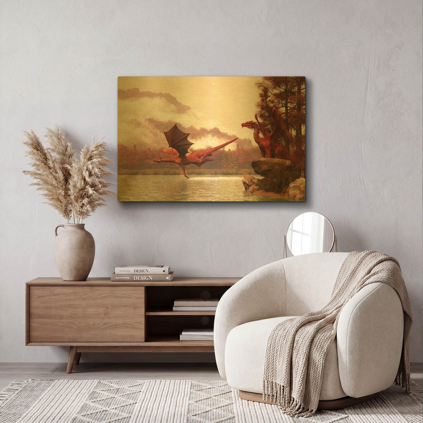 'Autumn Dragons' By Daniel Eskridge Gold Metal Wall Art