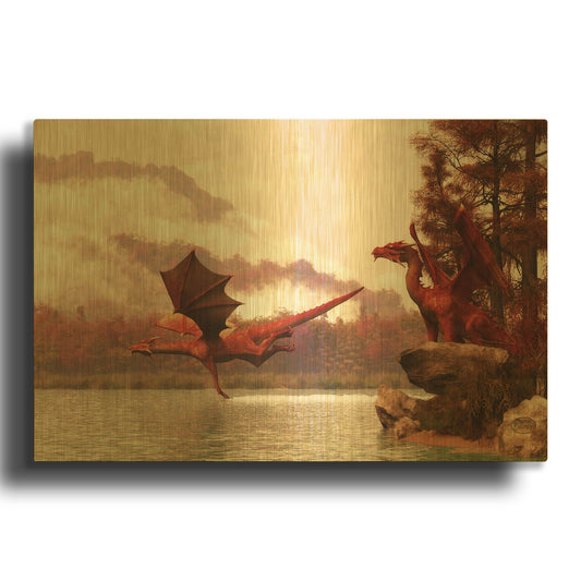 'Autumn Dragons' By Daniel Eskridge Gold Metal Wall Art