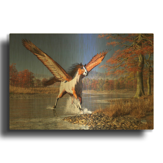 'Autumn Pegasus' By Daniel Eskridge Gold Metal Wall Art