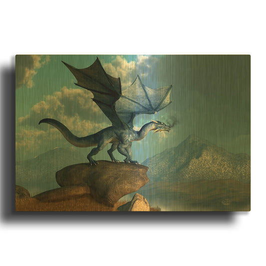 'Blue Dragon' By Daniel Eskridge Gold Metal Wall Art