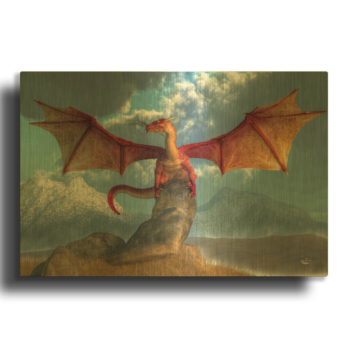 'Fire Dragon' By Daniel Eskridge Gold Metal Wall Art