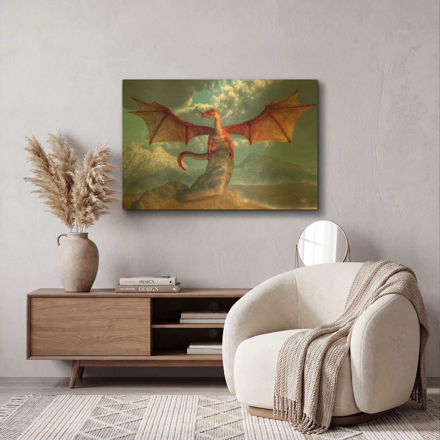 'Fire Dragon' By Daniel Eskridge Gold Metal Wall Art
