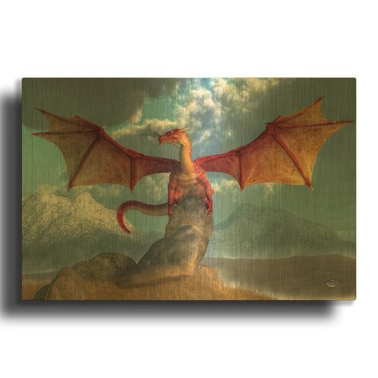 'Fire Dragon' By Daniel Eskridge Gold Metal Wall Art