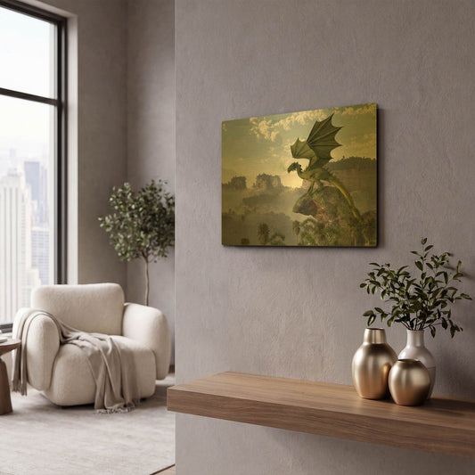 'Green Dragon' By Daniel Eskridge Gold Metal Wall Art