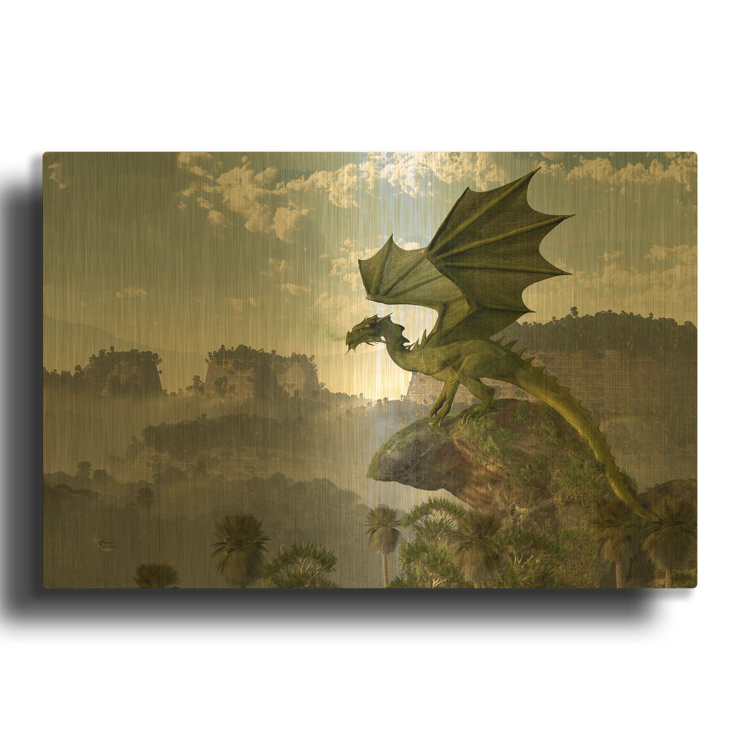 'Green Dragon' By Daniel Eskridge Gold Metal Wall Art