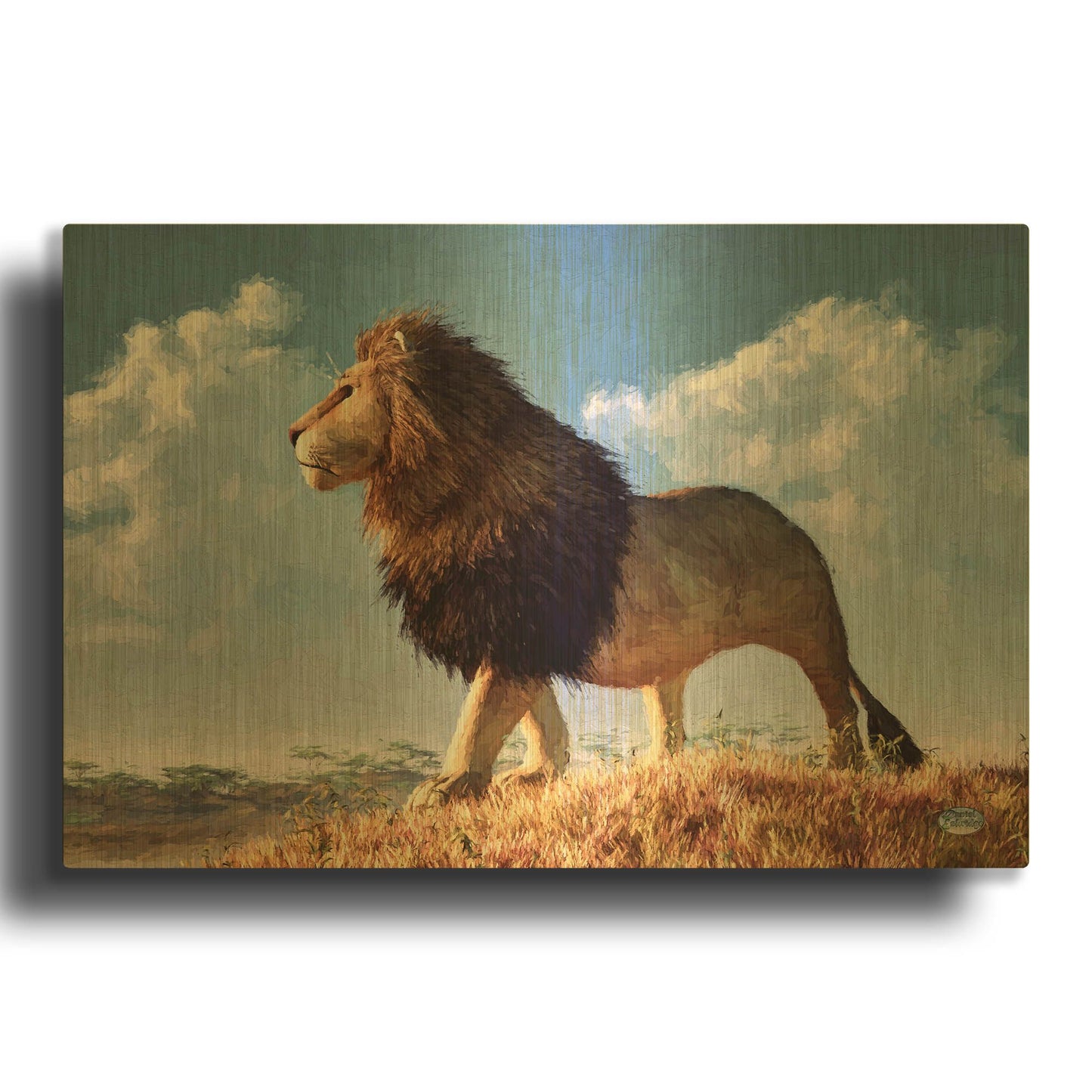 'Impressionist Lion' By Daniel Eskridge Gold Metal Wall Art
