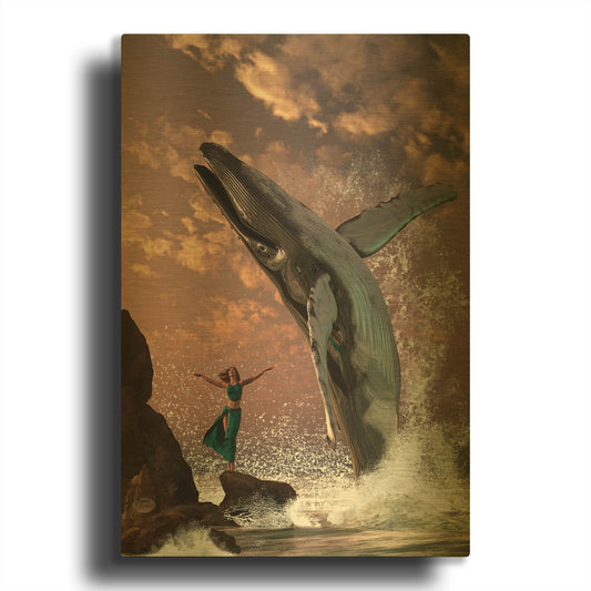 'Whale Watcher' By Daniel Eskridge Gold Metal Wall Art