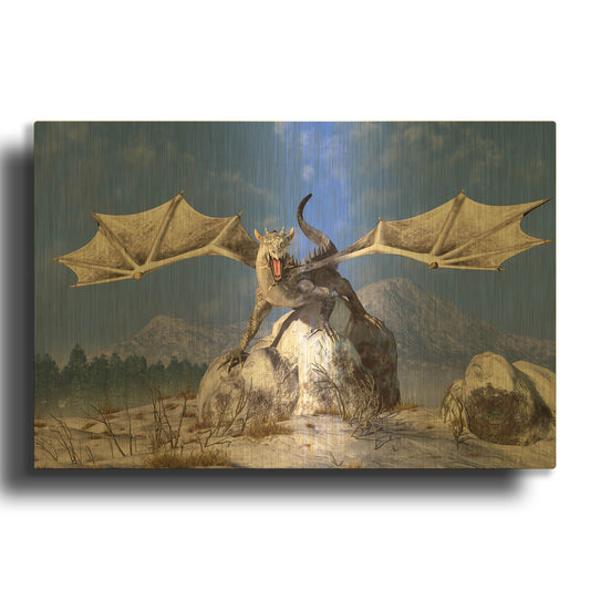 'White Dragon' By Daniel Eskridge Gold Metal Wall Art