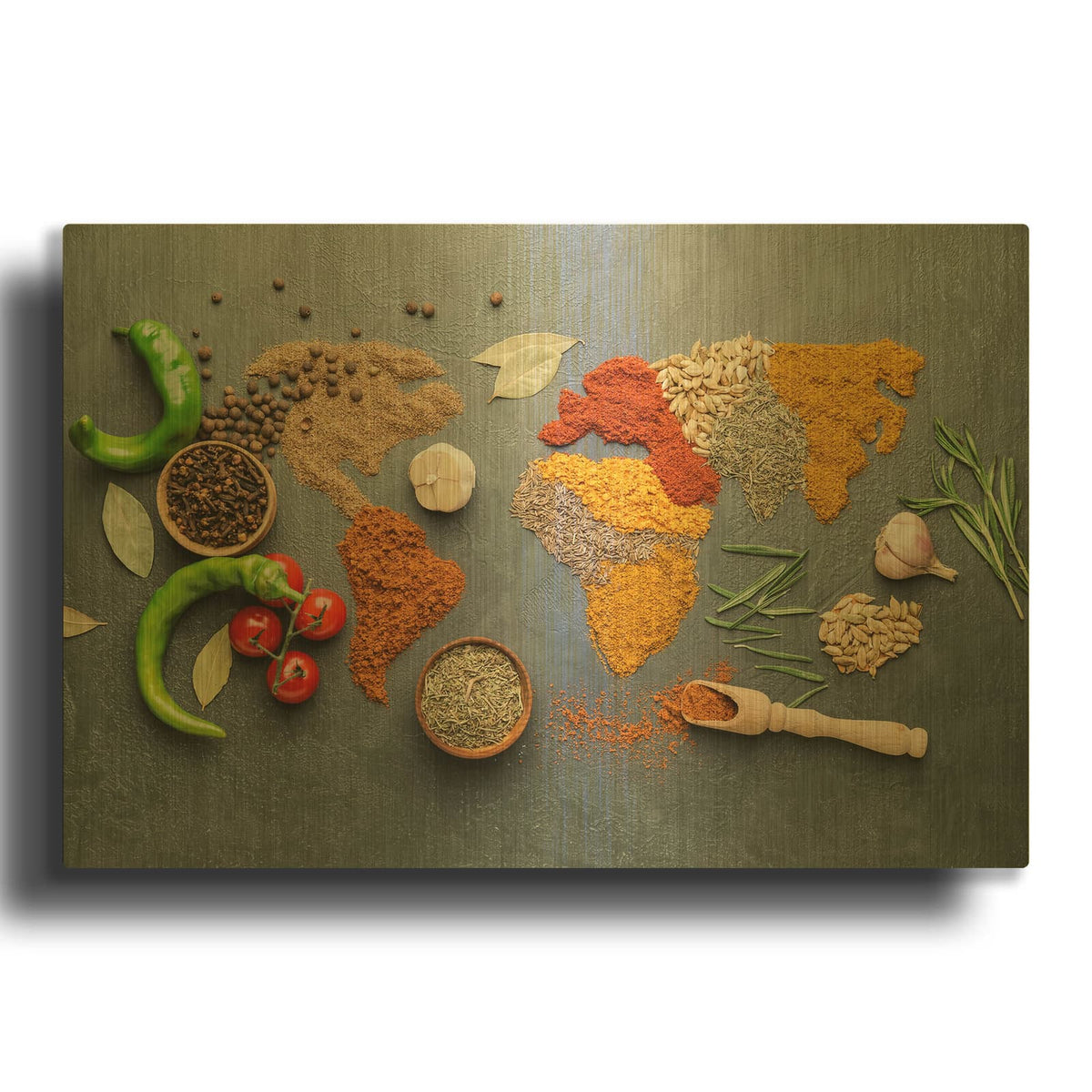 'Spicy World Map' By Luxe Gold Metal Wall Art