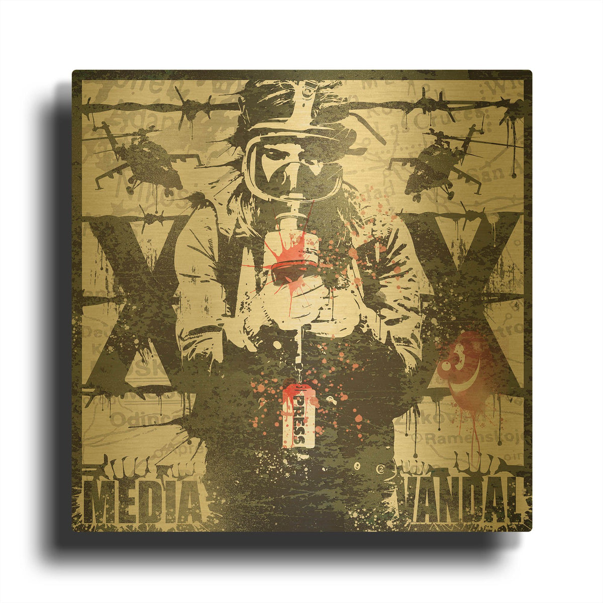 'Media Vandal' By Danksy Gold Metal Wall Art