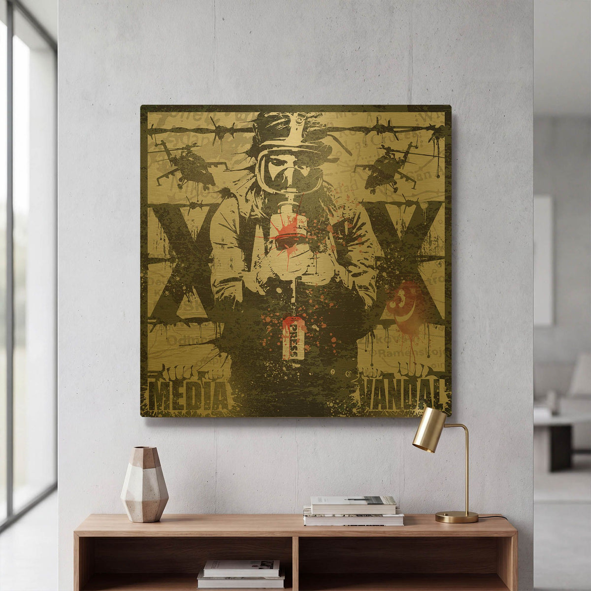 'Media Vandal' By Danksy Gold Metal Wall Art
