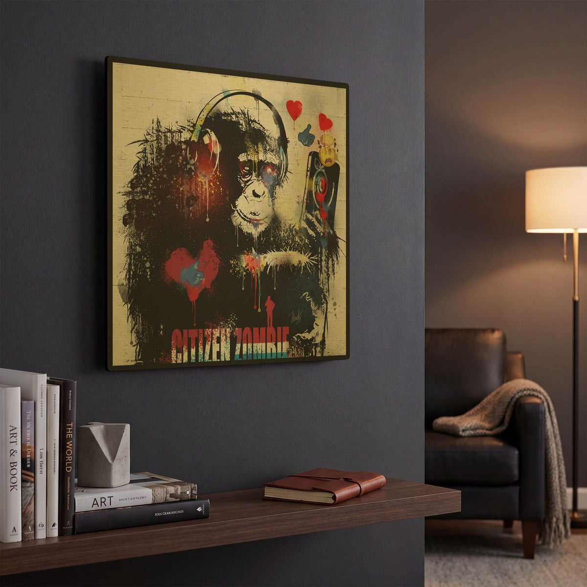 'Zombie' By Danksy Gold Metal Wall Art