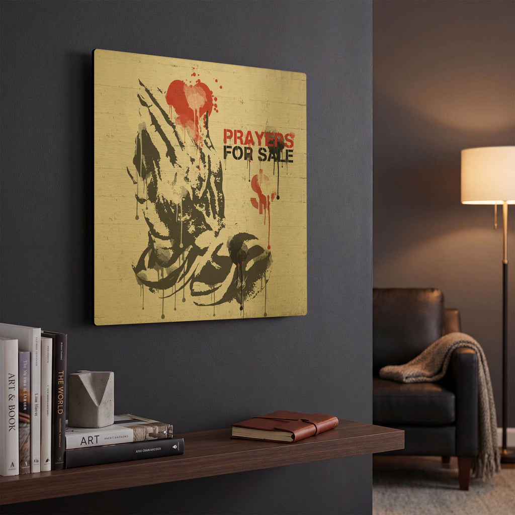 'Prayers for Sale' By Danksy Gold Metal Wall Art