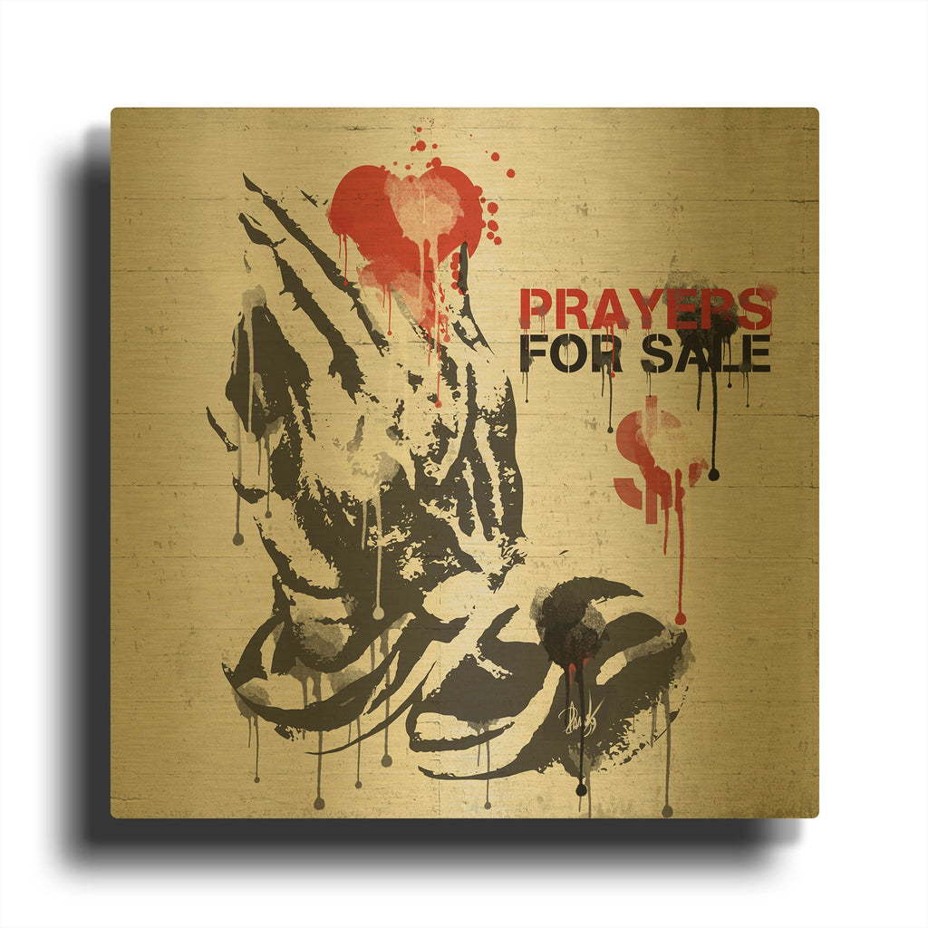 'Prayers for Sale' By Danksy Gold Metal Wall Art