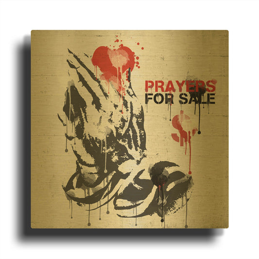 'Prayers for Sale' By Danksy Gold Metal Wall Art
