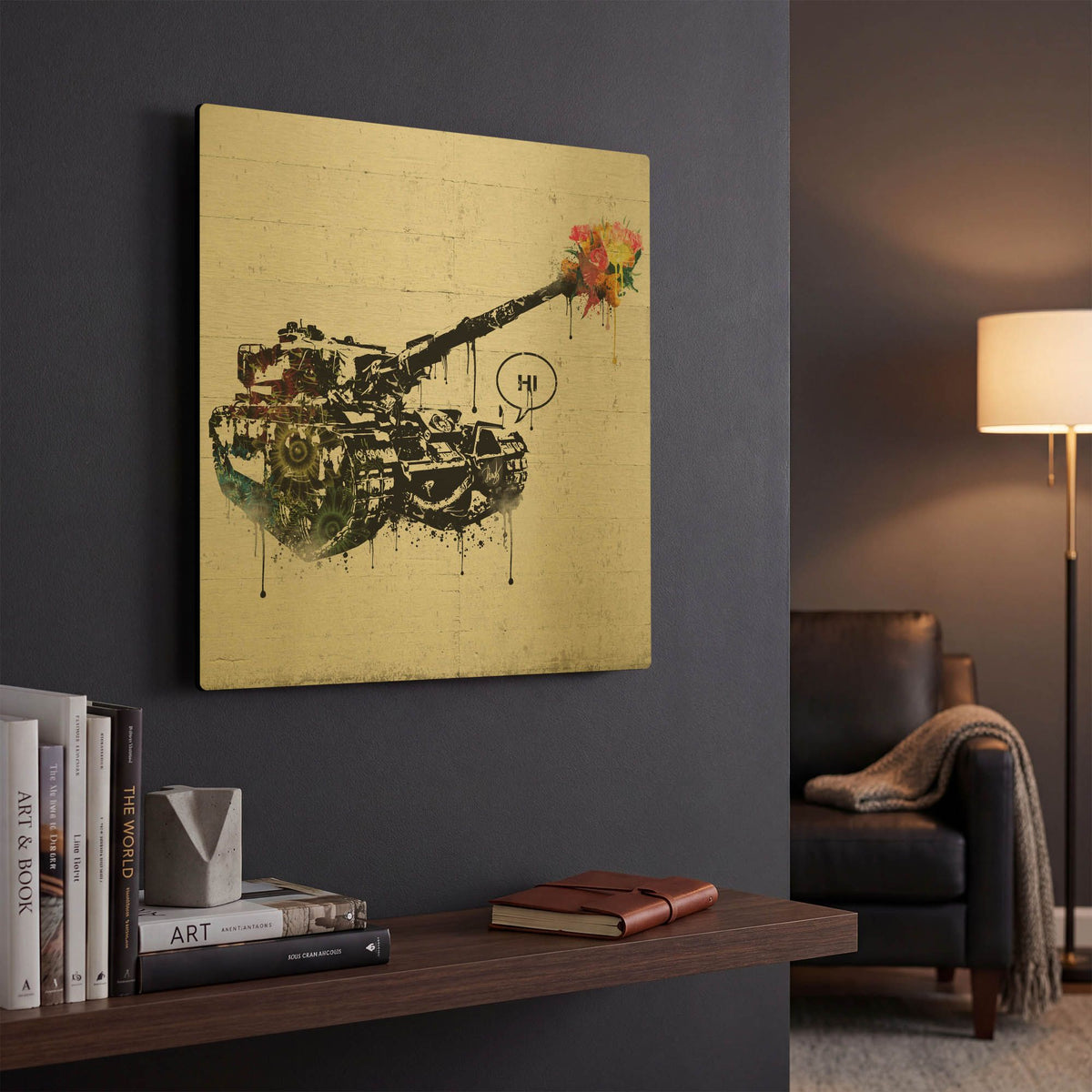 'Panzer Party' By Danksy Gold Metal Wall Art