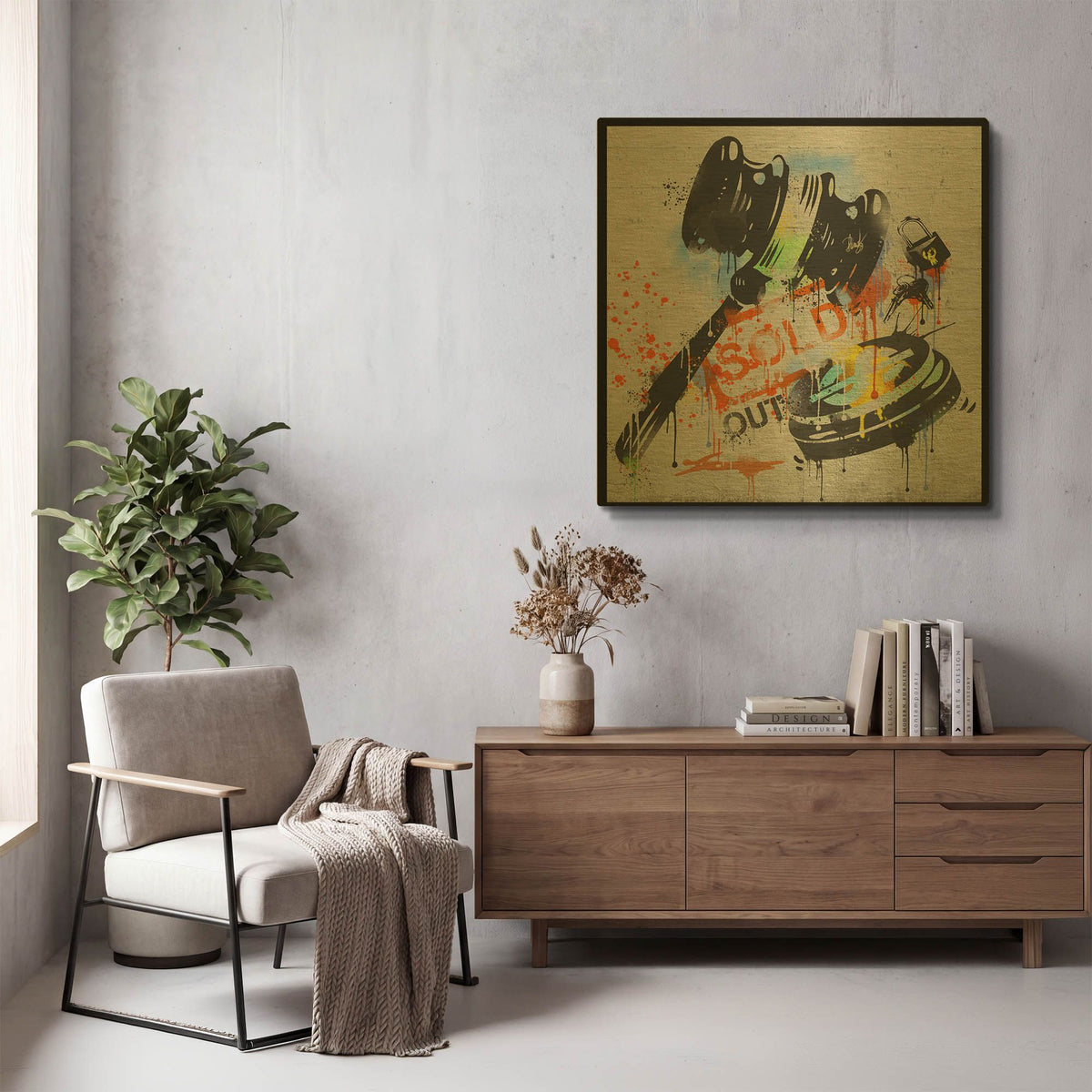 'Sold Out' By Danksy Gold Metal Wall Art