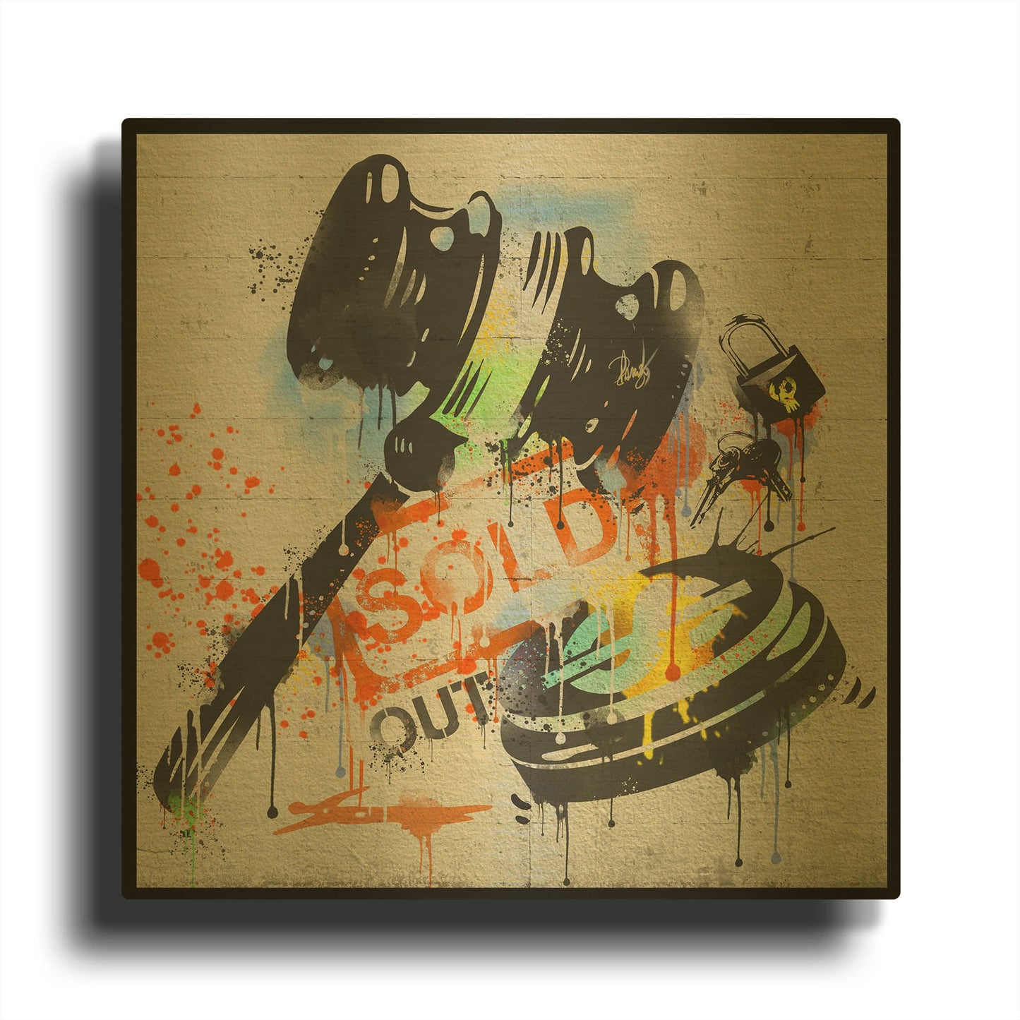 'Sold Out' By Danksy Gold Metal Wall Art