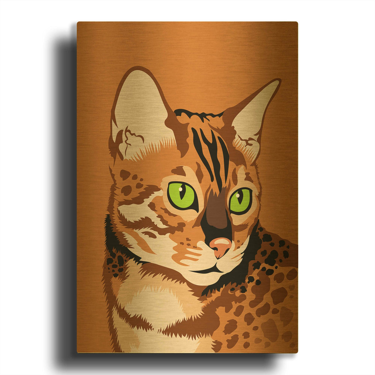 'Bengal Cat' By Debbie Gray Gold Metal Wall Art