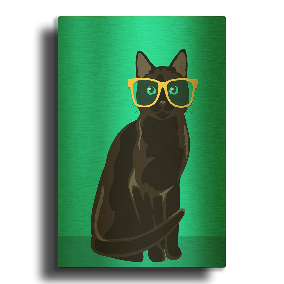 'Black Cat Mint' By Debbie Gray Gold Metal Wall Art