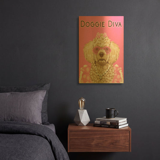 'Doggie Diva' By Debbie Gray Gold Metal Wall Art