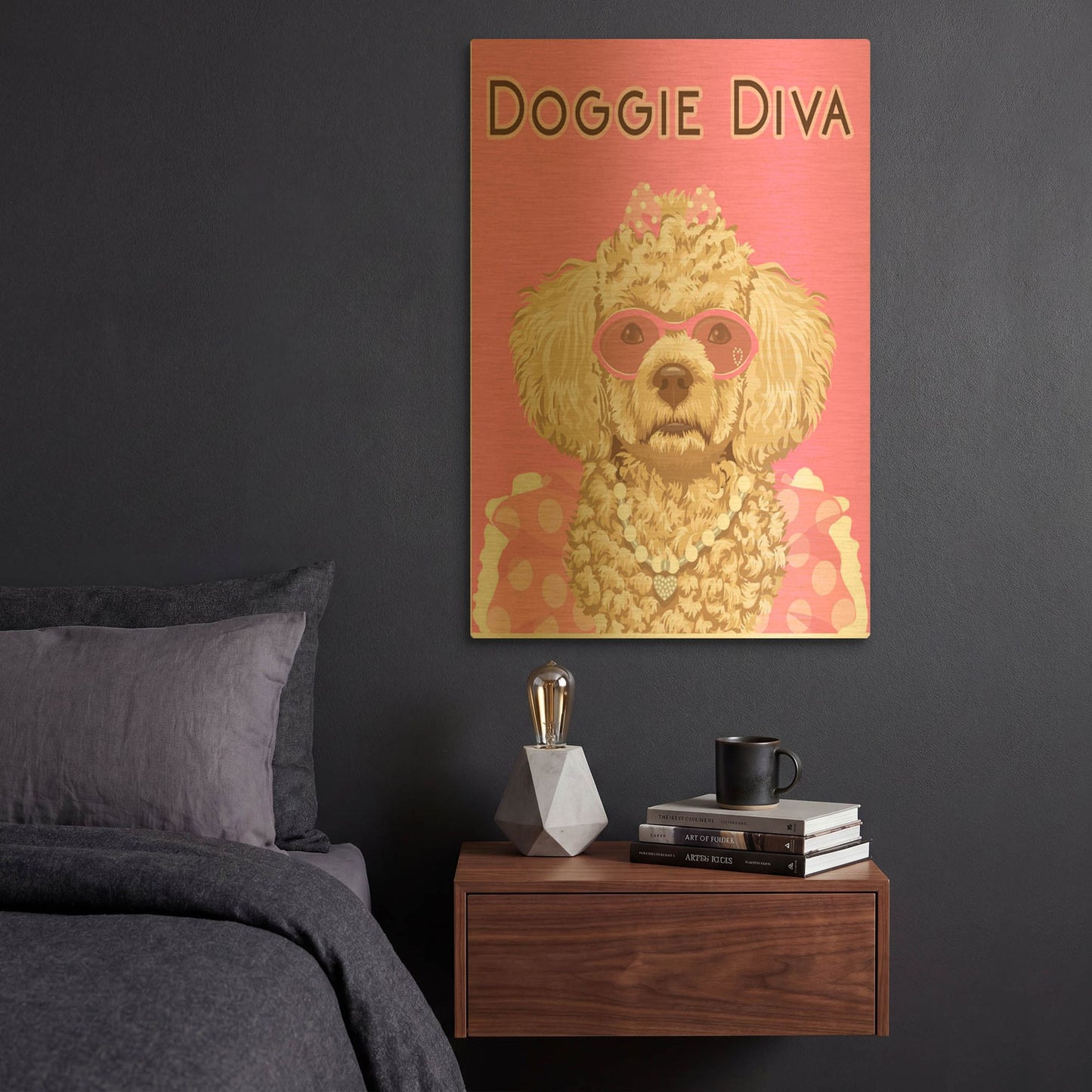 'Doggie Diva' By Debbie Gray Gold Metal Wall Art