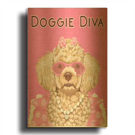 'Doggie Diva' By Debbie Gray Gold Metal Wall Art