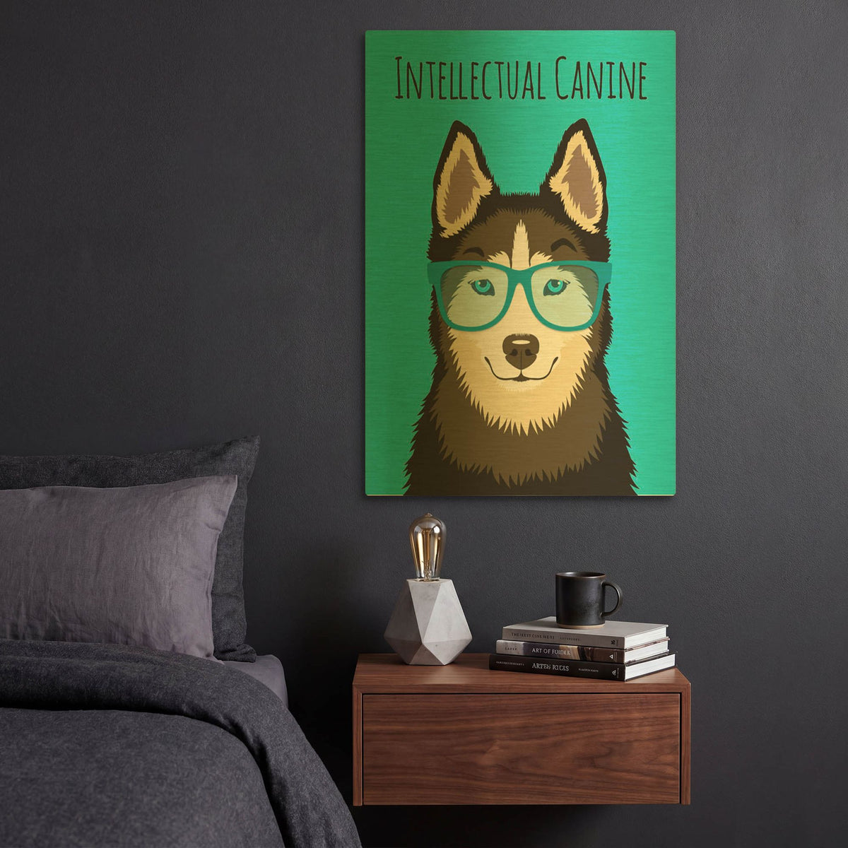 'Intellectual Canine' By Debbie Gray Gold Metal Wall Art