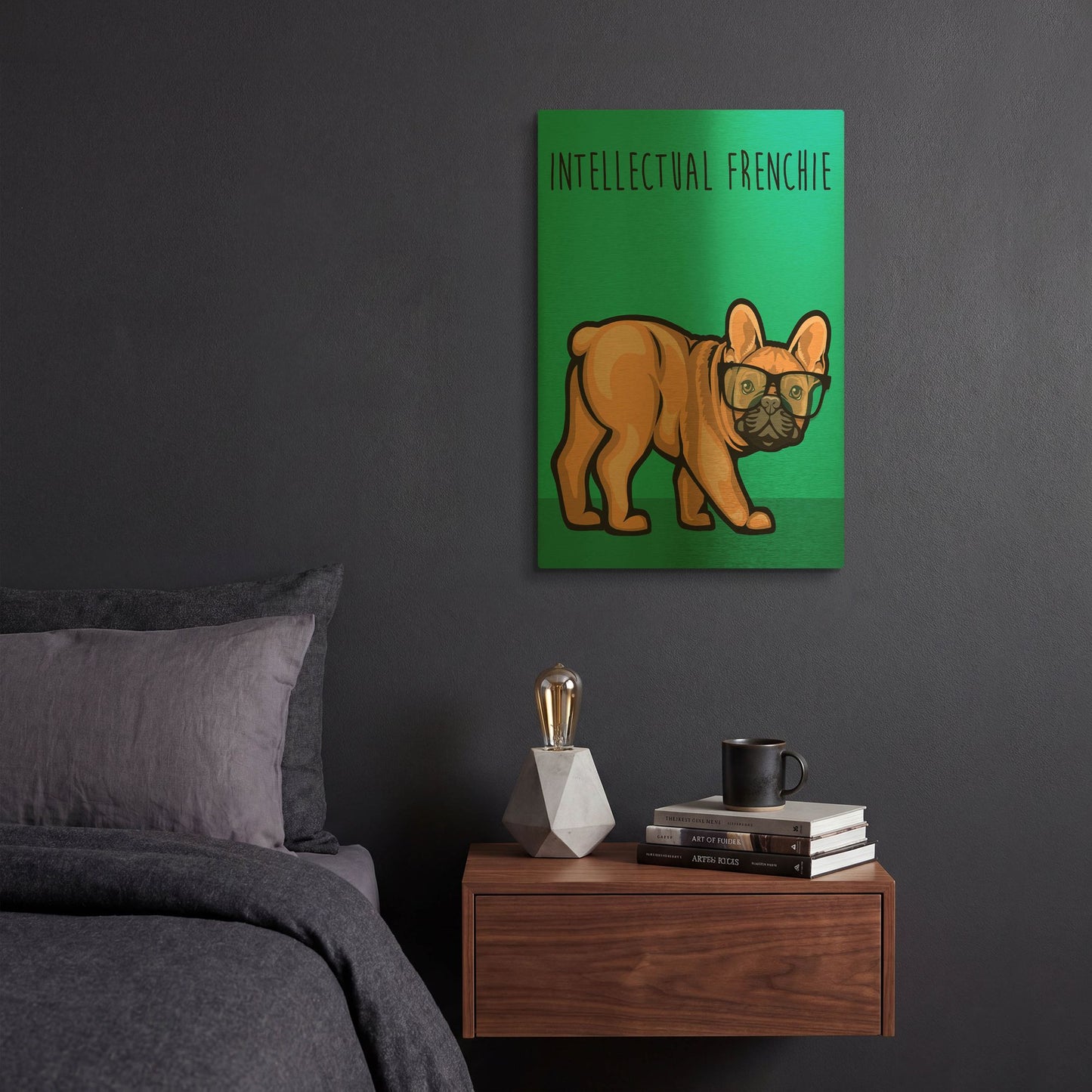 'Intellectual Frenchie' By Debbie Gray Gold Metal Wall Art