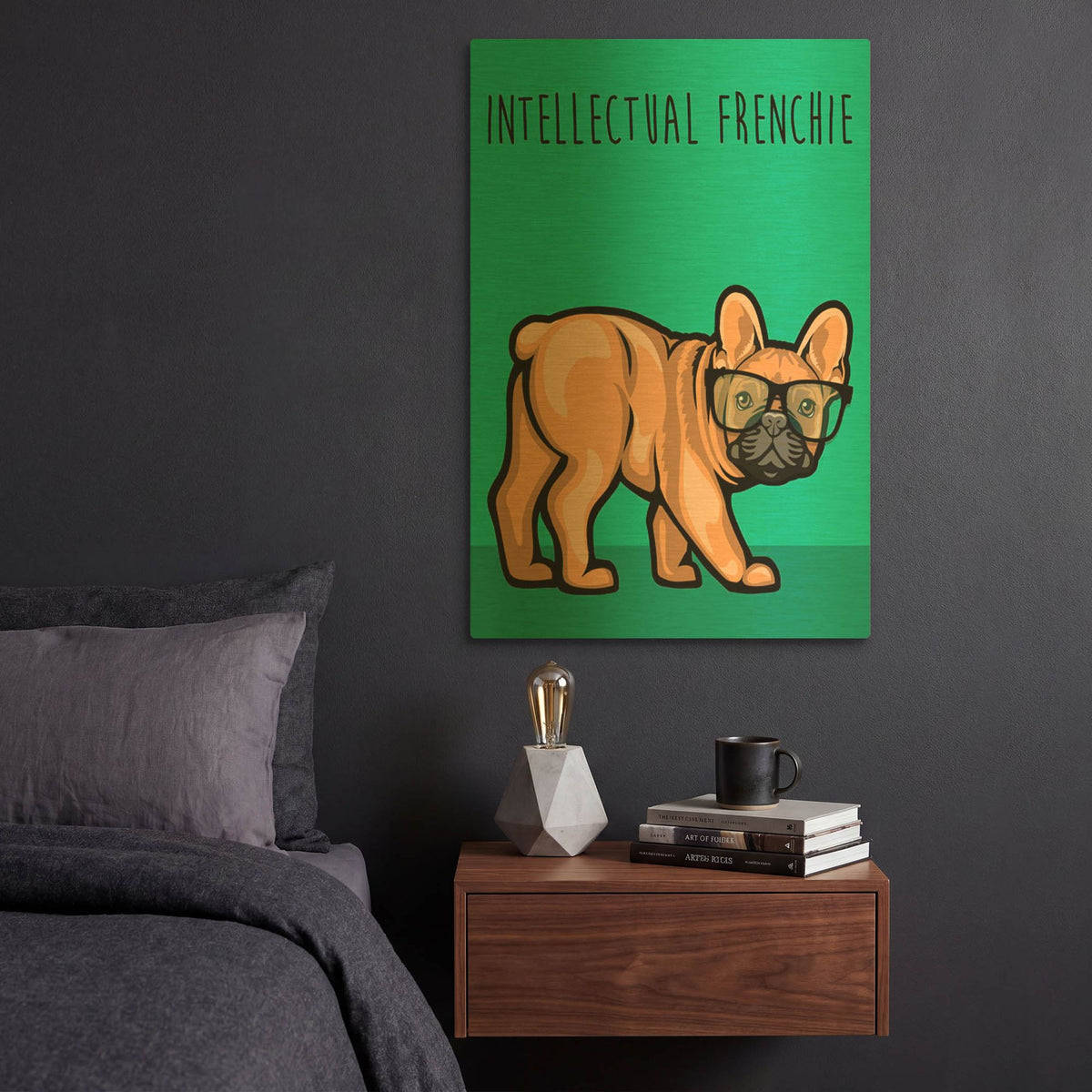 'Intellectual Frenchie' By Debbie Gray Gold Metal Wall Art