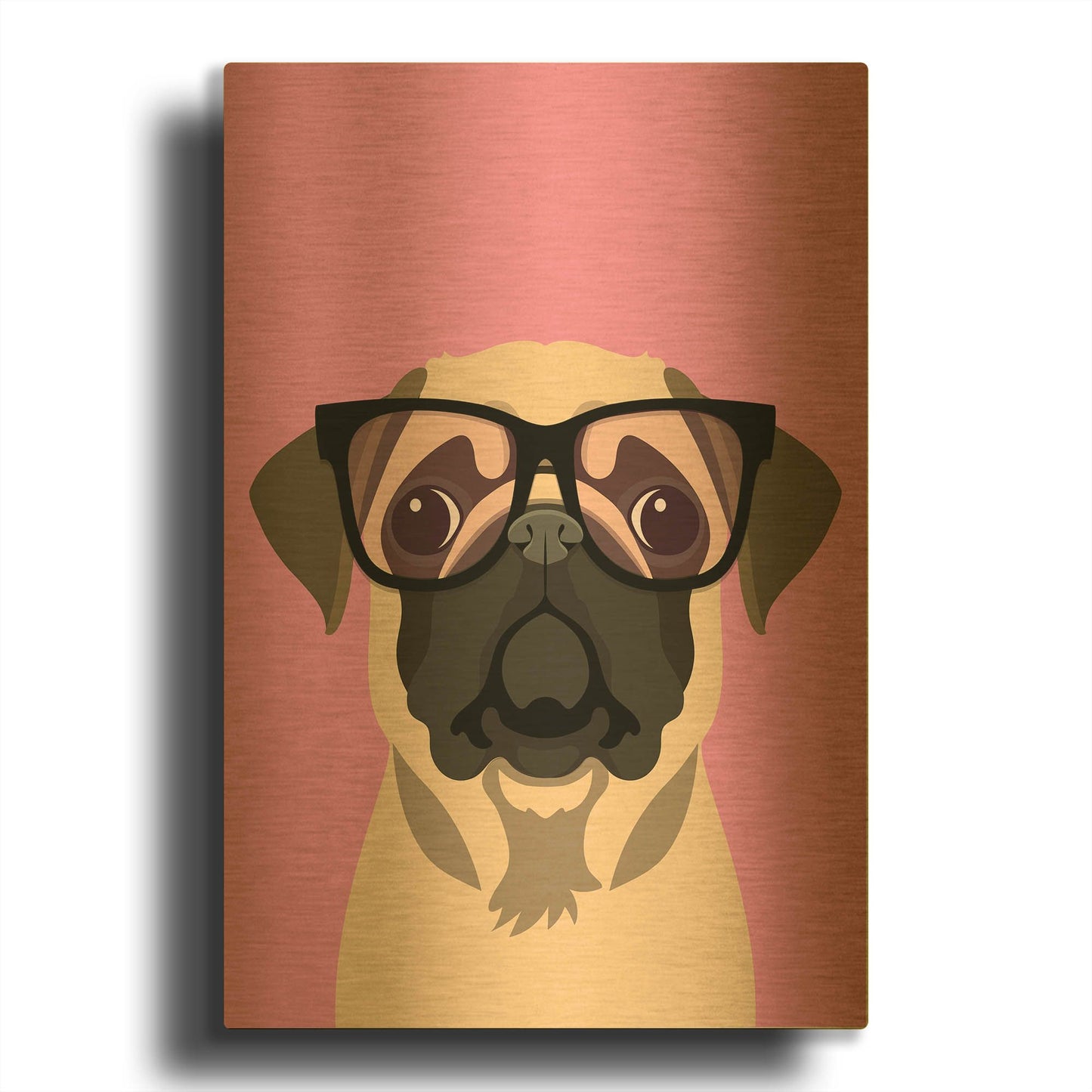 'Pug Pink' By Debbie Gray Gold Metal Wall Art