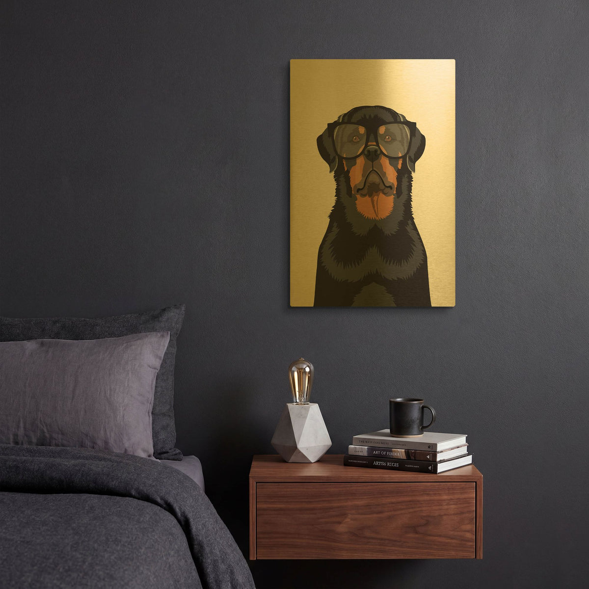 'Rottie Tan' By Debbie Gray Gold Metal Wall Art
