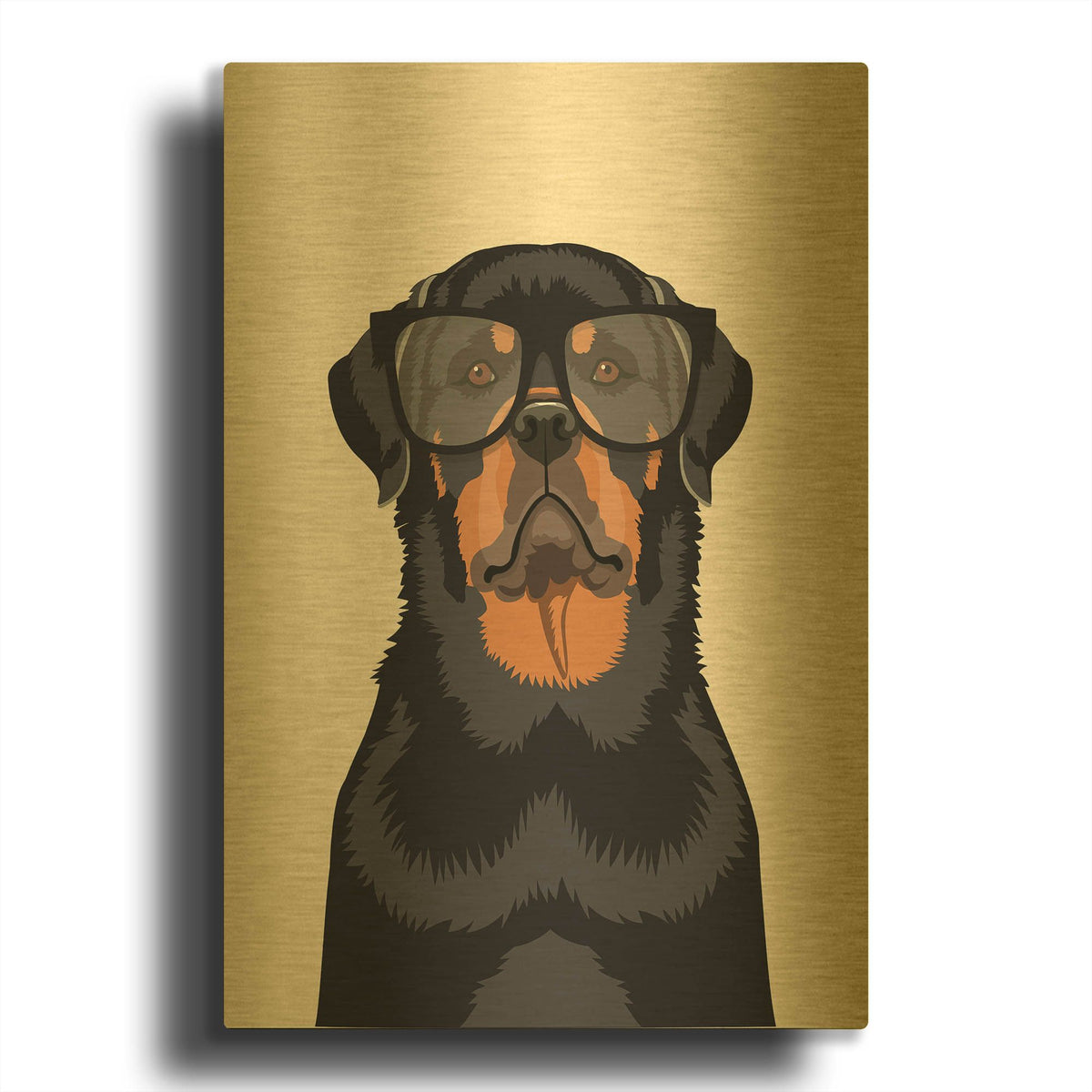 'Rottie Tan' By Debbie Gray Gold Metal Wall Art