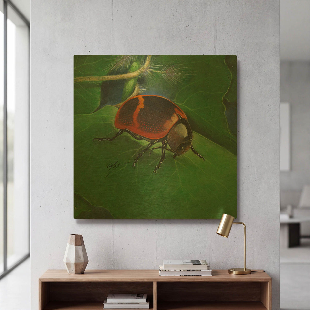 'Beetle' By Durwood Coffey Gold Metal Wall Art
