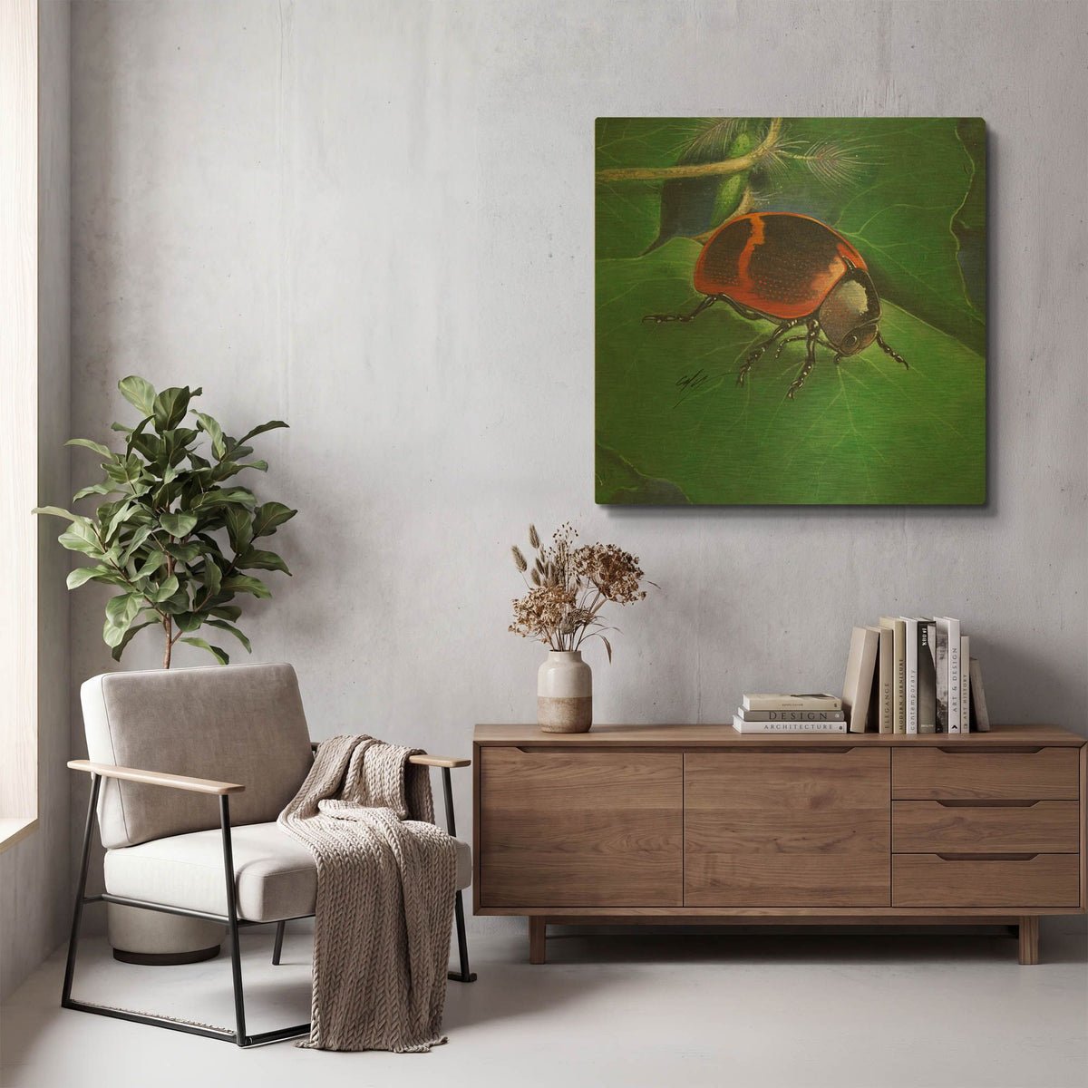 'Beetle' By Durwood Coffey Gold Metal Wall Art