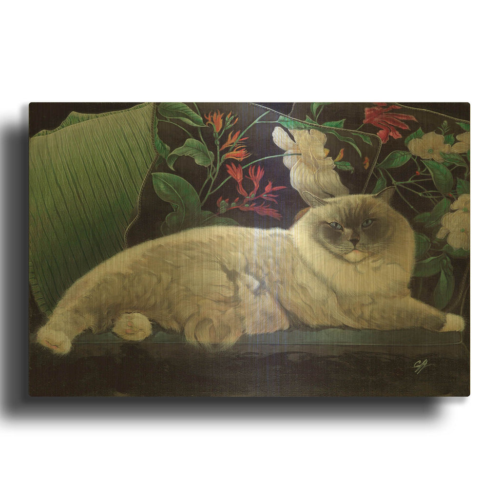 'Blue Sans Que' By Durwood Coffey Gold Metal Wall Art