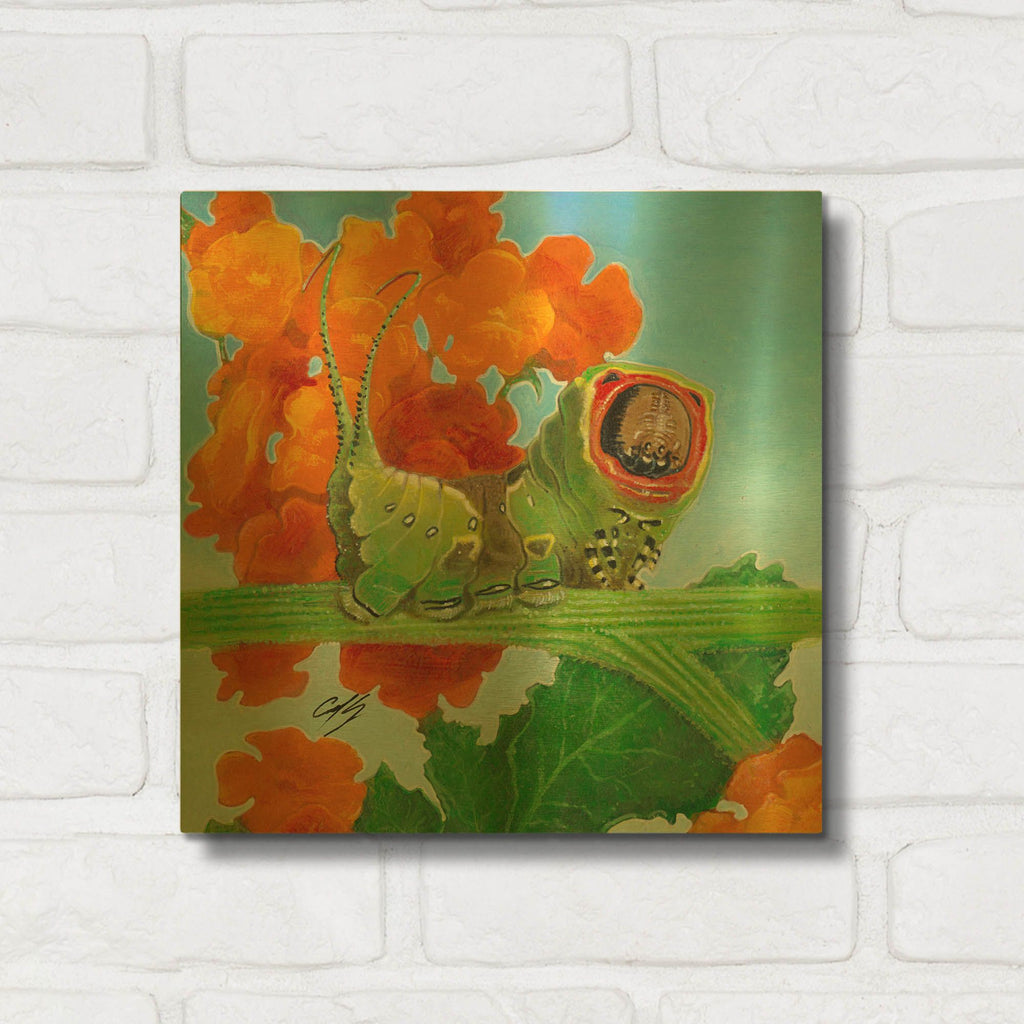 'Caterpillar' By Durwood Coffey Gold Metal Wall Art