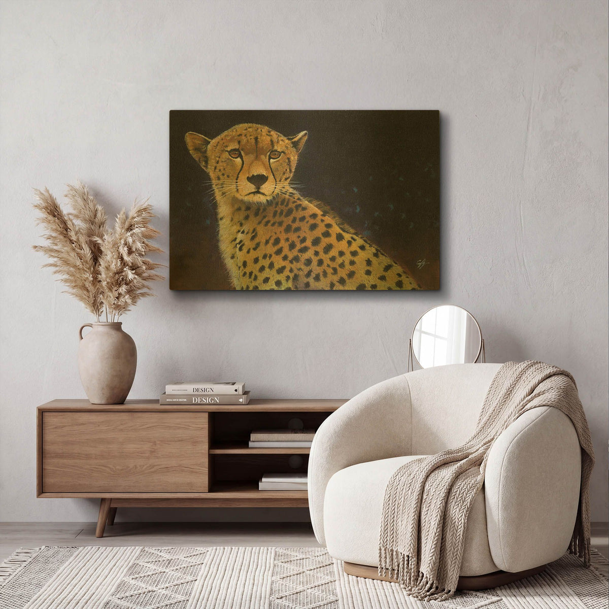 'Cheetah' By Durwood Coffey Gold Metal Wall Art