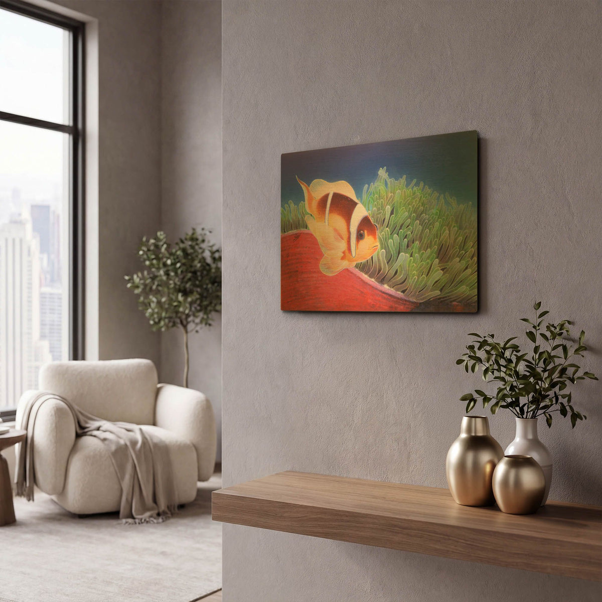'Clown Fish' By Durwood Coffey Gold Metal Wall Art