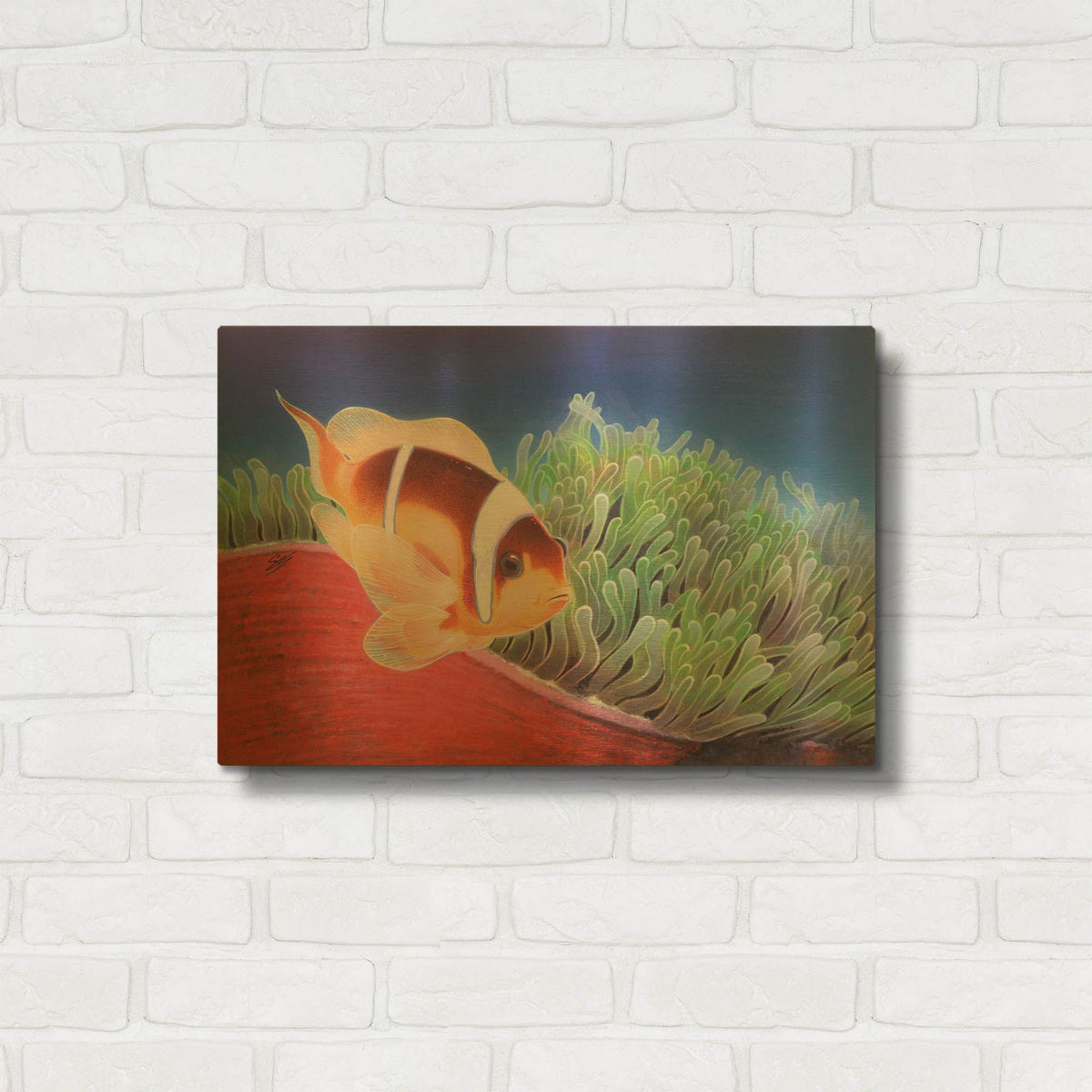 'Clown Fish' By Durwood Coffey Gold Metal Wall Art