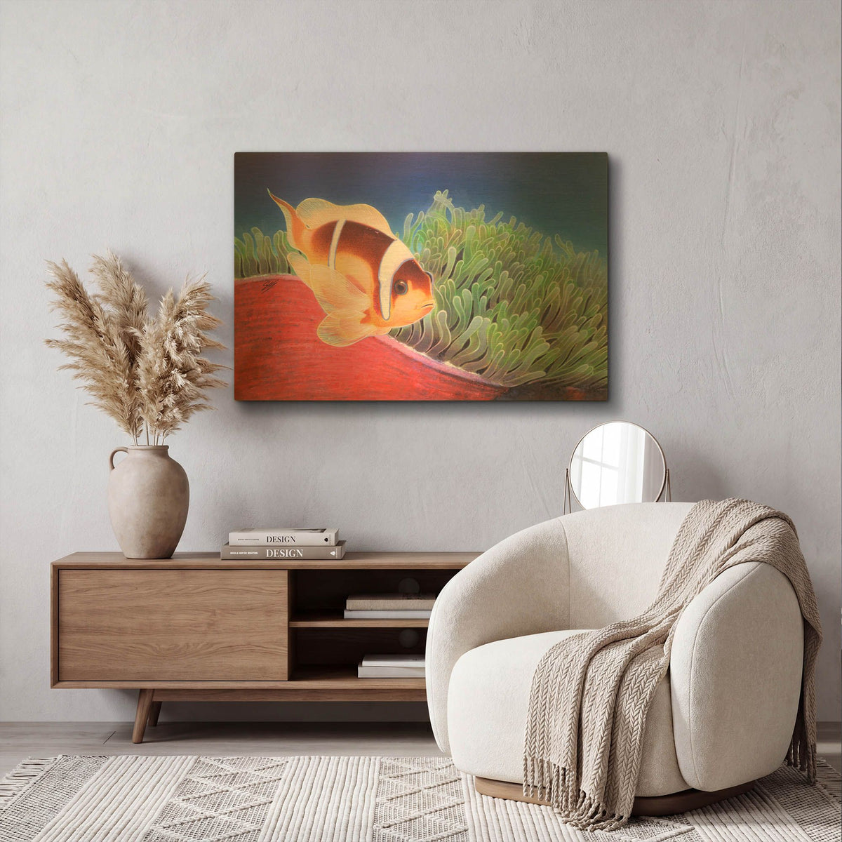 'Clown Fish' By Durwood Coffey Gold Metal Wall Art