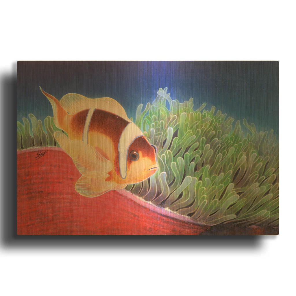'Clown Fish' By Durwood Coffey Gold Metal Wall Art