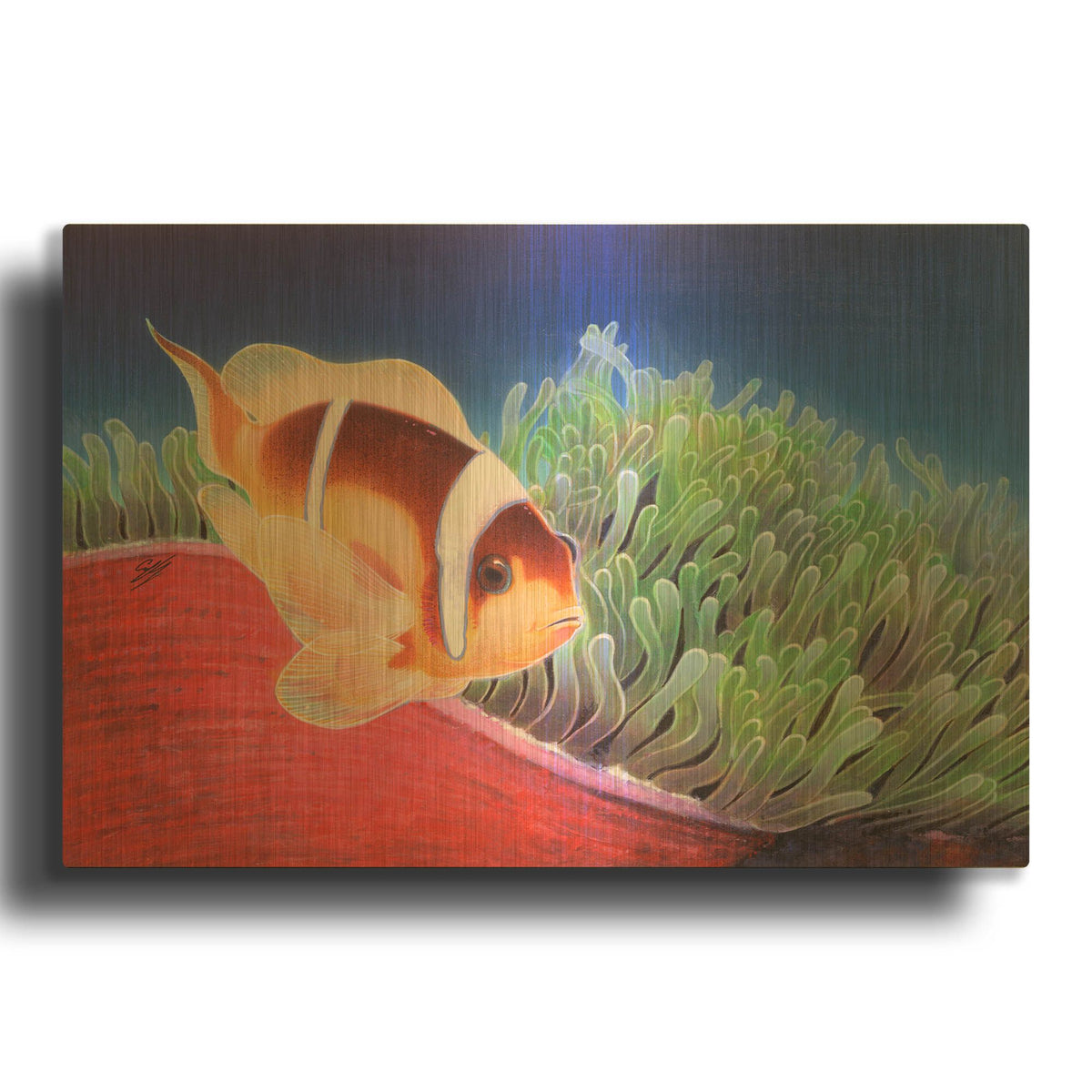 'Clown Fish' By Durwood Coffey Gold Metal Wall Art