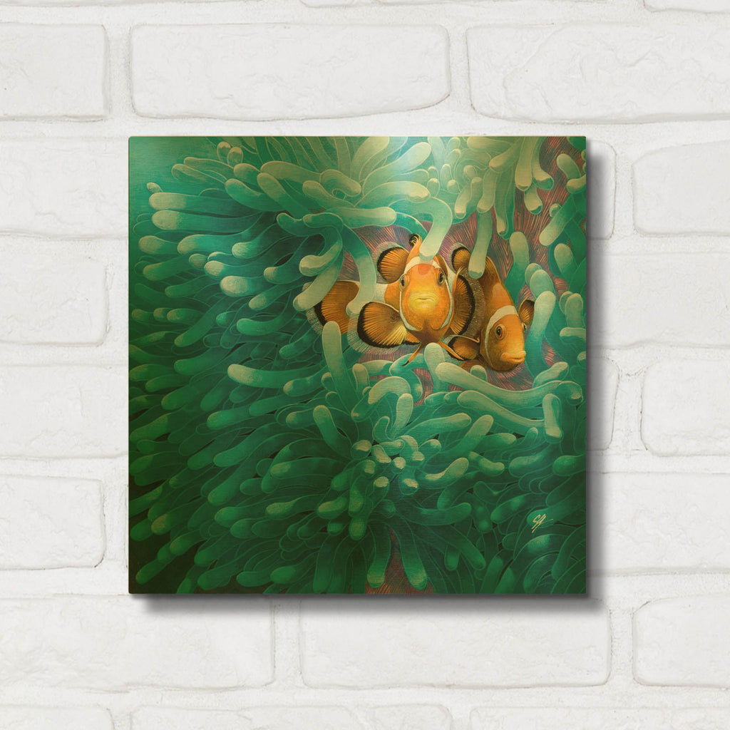 'Clowns' By Durwood Coffey Gold Metal Wall Art